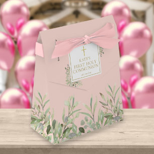 Ballotins Première Sainte Communion Élégante Rose Floralité 