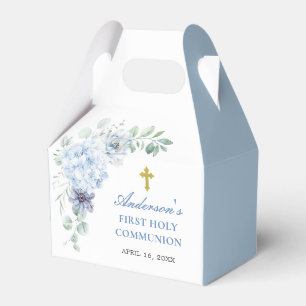 Ballotins Première Sainte Communion Floral Bleu Poussiéreux