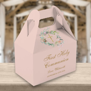 Ballotins Première Sainte Communion Floral Or Script Rose Pâ