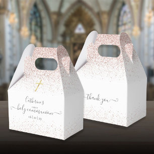 Ballotins Première Sainte Communion Paillettes Rose Élégant