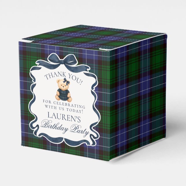 Ballotins Preppy Coquette Bow Bear Girl Birthday Favor Box (Verso)