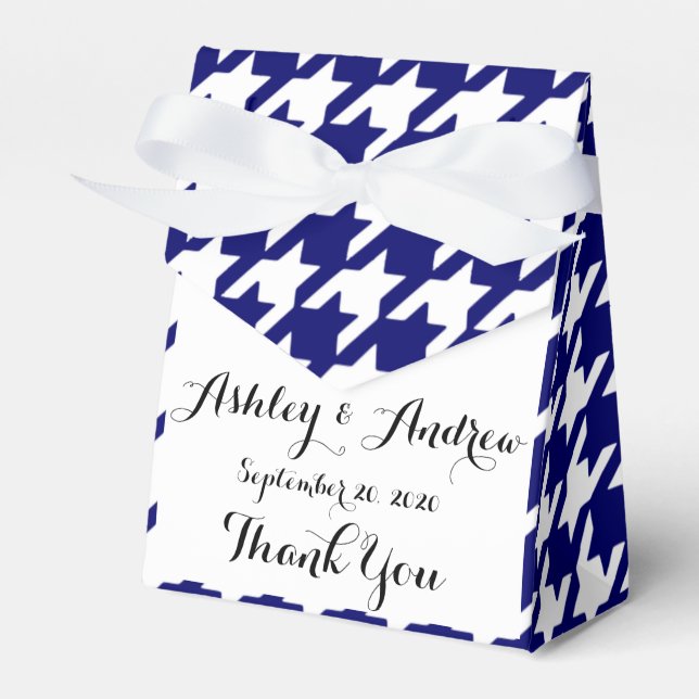 Ballotins Preppy Navy Blue et White Houndstooth Motif (Verso)
