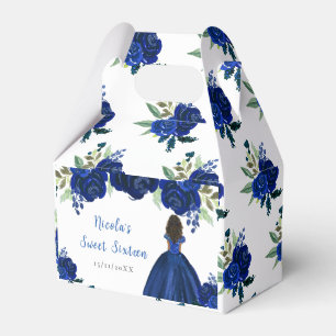 Ballotins Princesse à peau foncée Fleurs bleues marine Sweet