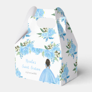 Ballotins Princesse à peau foncée Fleurs bleues Sweet Sixtee
