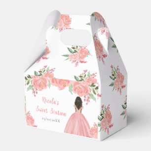Ballotins Princesse à peau foncée Fleurs roses Sweet Sixteen