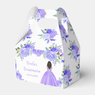 Ballotins Princesse à peau foncée Quinceanera floral pourpre