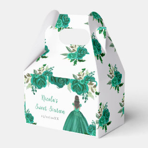 Ballotins Princesse aux Cheveux Bruns Fleurs Florales Vertes