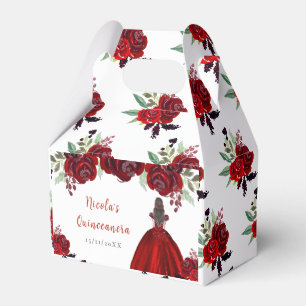 Ballotins Princesse aux Cheveux Bruns Robe Florale Rouge Qui