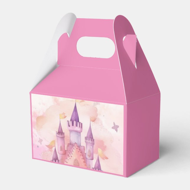 Ballotins princesse château rose anniversaire faveurs boîte (Verso)
