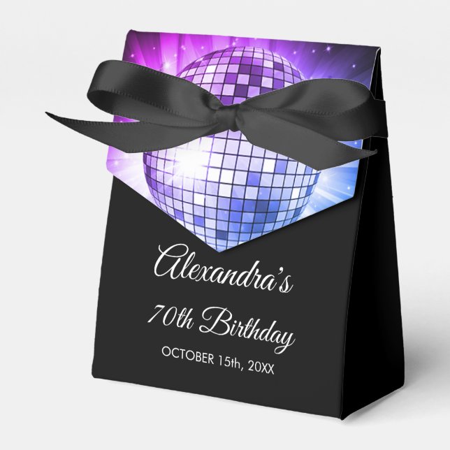 Ballotins Purple 70th Birthday Party 70's Disco Ball (Verso)