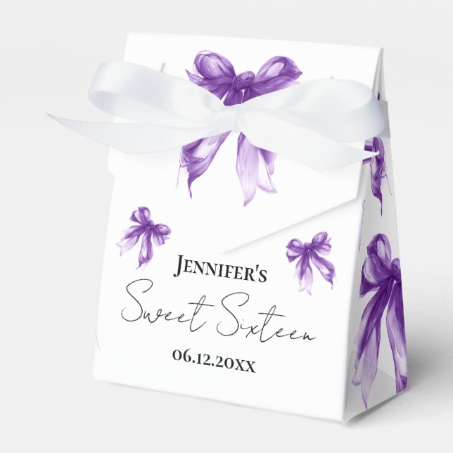 Ballotins Purple Bow Coquette Script Sweet 16 Thank You  (Verso)