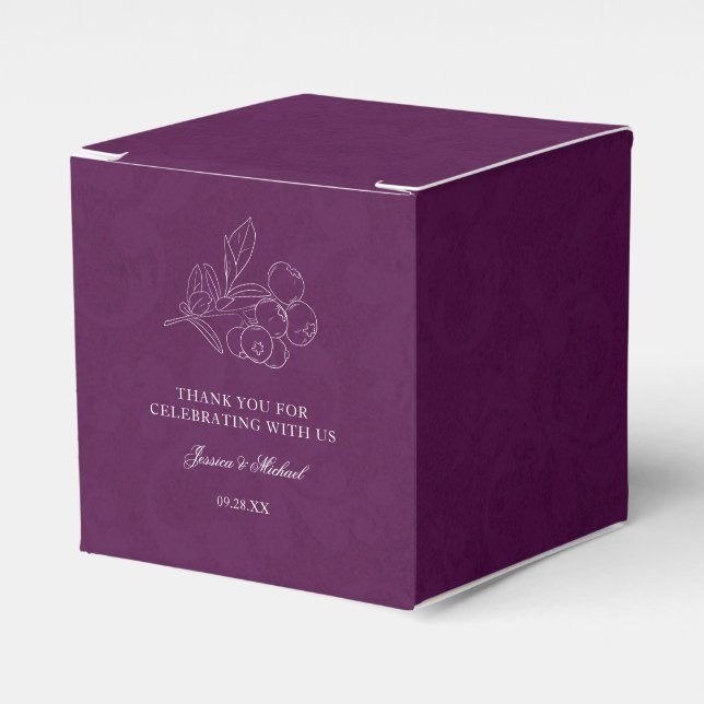 Ballotins Purple Damask Botanical Berries Élégant Mariage (Verso)
