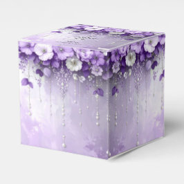 Ballotins Purple Flowers with Dangling Pearls Favor Box