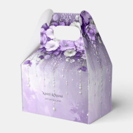 Ballotins Purple Flowers with Dangling Pearls Favor Box