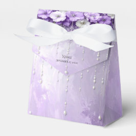 Ballotins Purple Flowers with Dangling Pearls Favor Box