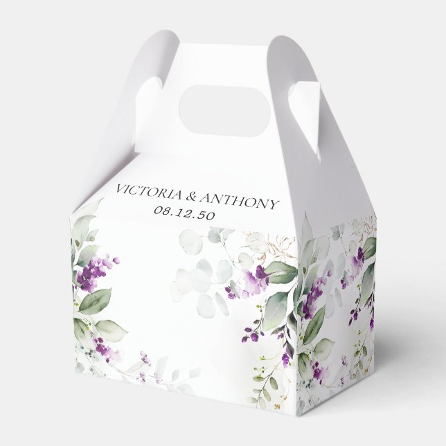 Ballotins Purple Greenery Lavender boîte de mariage Favor (Verso)
