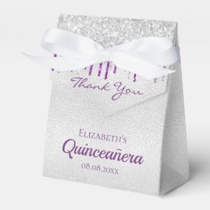 Ballotins Quinceanera argent violet parties scintillant gout
