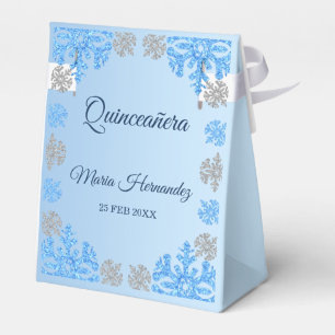 Ballotins Quinceañera Bleu Glacé Argent Flocon de Neige d'Hi