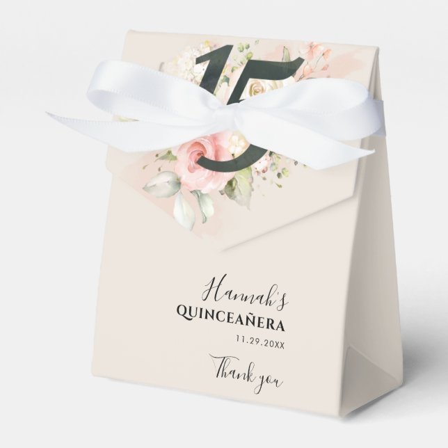 Ballotins Quinceanera Pink Floral Eucalyptus 15e anniversair (Verso)