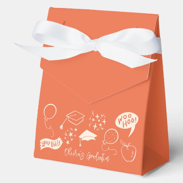Ballotins Quirky Doodle Graduation Party Orange (Recto)