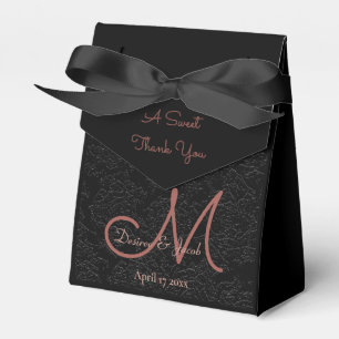 Ballotins Réception de mariage moderne Rose noir or Monogram