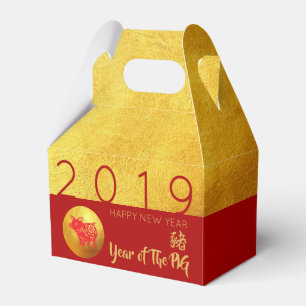 Ballotins Red Gold Pig découpe papier 2019 Party Favor Box g