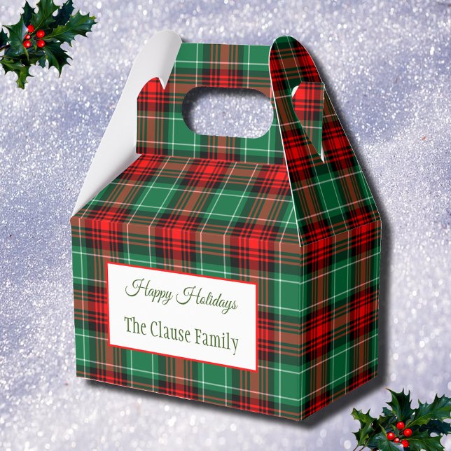 Ballotins Red Green Holiday Plaid Party Favoriser Box (Créateur téléchargé)