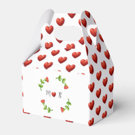 Ballotins Red Heart & Floral Monogram Gable Gift Box