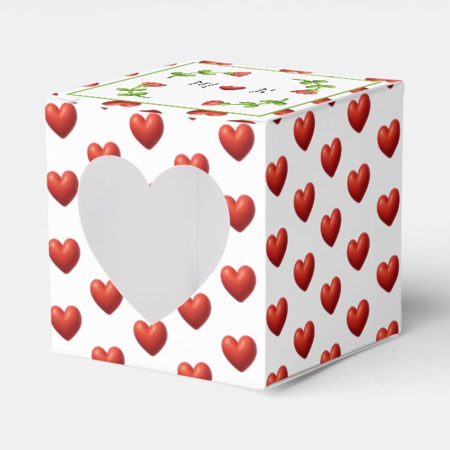 Ballotins Red Heart Pattern Gift Box with Heart Window (Verso)