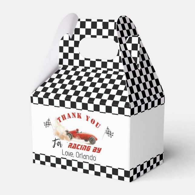 Ballotins Red race car Boy course anniversaire merci (Verso)