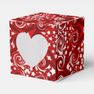 Ballotins Red Stars and Swirls Motif Ballotin de coeur