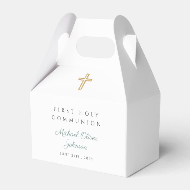 Ballotins Religieux Croix Vert Garçon Première Communion (Verso)