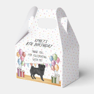 Ballotins Remerciement d'anniversaire au Pug noir couleur pa