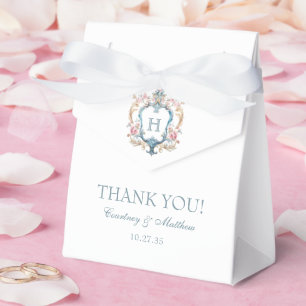 Ballotins Remerciement de mariage à crête florale monogrammé