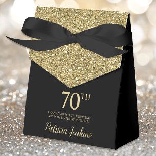 Ballotins Remerciement paillettes or 70e anniversaire