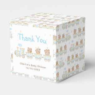 Ballotins Remerciement pour Baby Shower Train Bleu Ourson