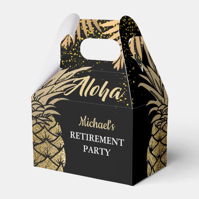 Ballotins Retraite de l'ananas tropique Aloha Noir moderne (Verso)