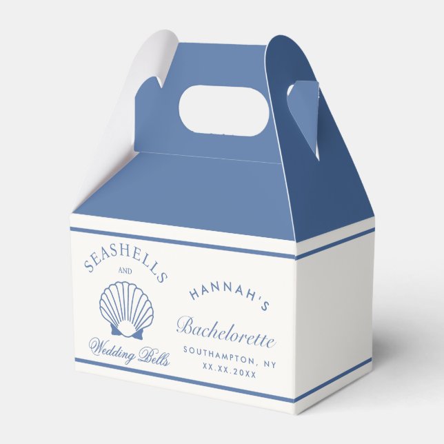 Ballotins Retro Blue Coquillages & Cloches de Mariage Enterr (Verso)