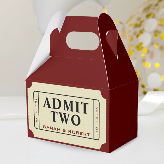 Ballotins Retro Cinema Theater Admettez Deux Mariages de bil (Retro Cinema Theater Admit Two Ticket Wedding Favor Box)