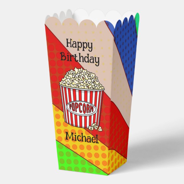Ballotins Retro Pop Art Popcorn Anniversaire personnalisé (Recto)