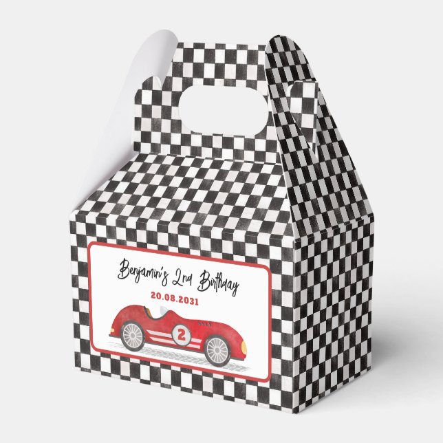 Ballotins Retro Red Race Car Two Fast Boy 2e anniversaire (Verso)