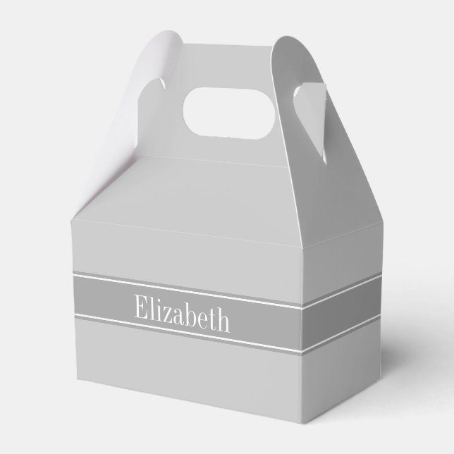 Ballotins Ribbon Gris Solide, Gris foncé Nom Monogramme (Verso)