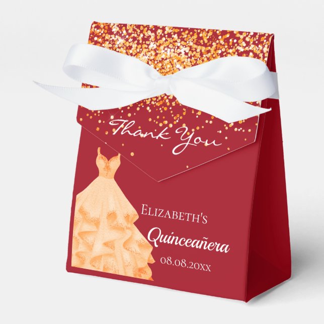 Ballotins Robe or rouge Quinceanera merci (Verso)