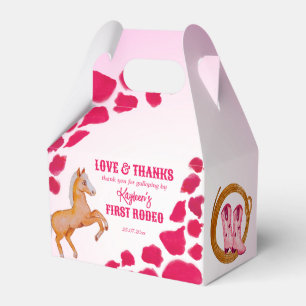 Ballotins Rodeo cowgirl anniversaire vache rose motif poney