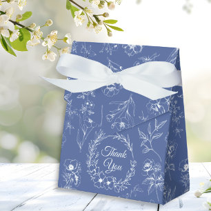 Ballotins Romance Élégante Vintage Fleurs Bleu Poussiéreux d