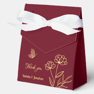 Ballotins Romantique élégante fleur or bordeaux mariage