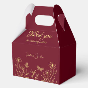 Ballotins Romantique élégante fleur or bordeaux mariage
