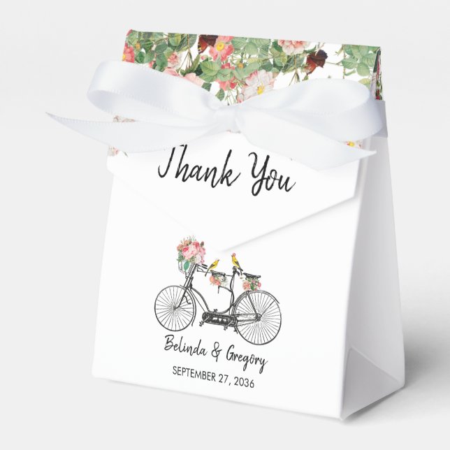 Ballotins Romantique Vintage Vélo Fleurs & Oiseaux Mariage (Verso)