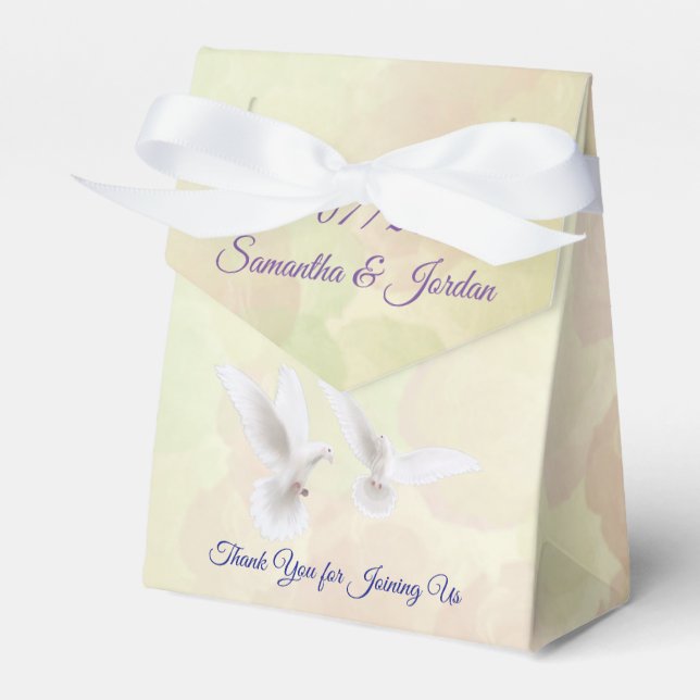 Ballotins Romantique White Doves Mariage personnalisé (Verso)