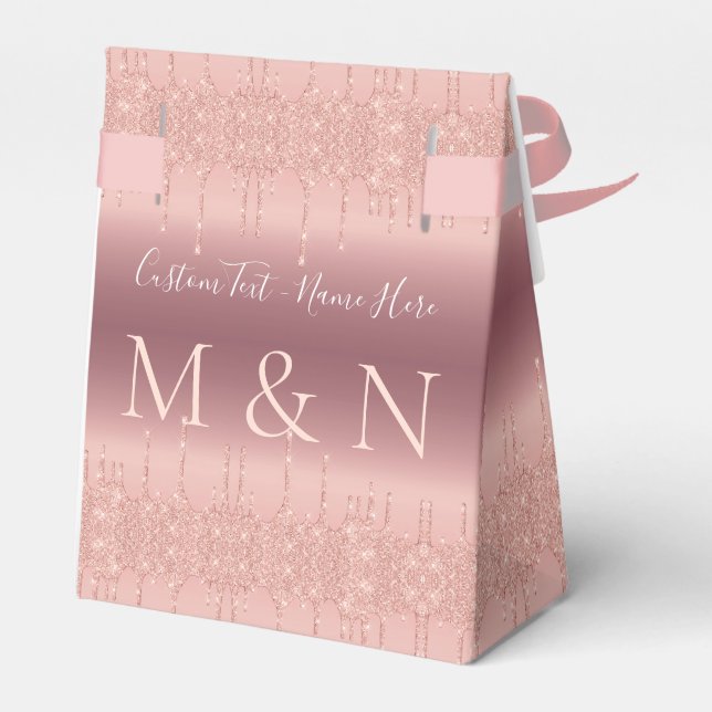 Ballotins Rose de boîte de mariage Gold avec votre nom de te (Arrière)